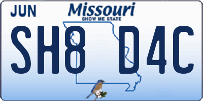 MO license plate SH8D4C