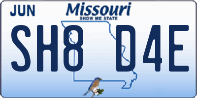 MO license plate SH8D4E
