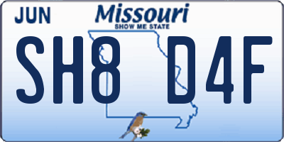 MO license plate SH8D4F