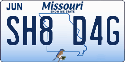 MO license plate SH8D4G