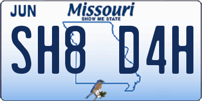 MO license plate SH8D4H