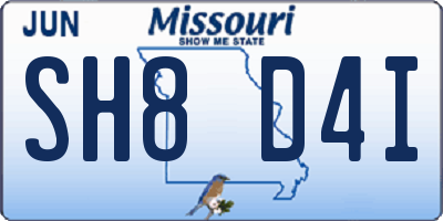 MO license plate SH8D4I