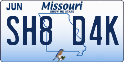 MO license plate SH8D4K