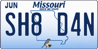 MO license plate SH8D4N