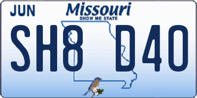 MO license plate SH8D4O