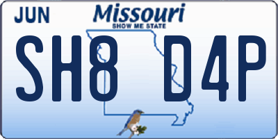 MO license plate SH8D4P