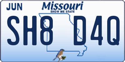 MO license plate SH8D4Q