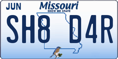 MO license plate SH8D4R