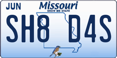 MO license plate SH8D4S