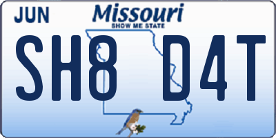 MO license plate SH8D4T
