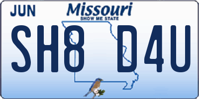MO license plate SH8D4U