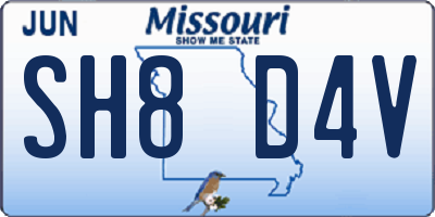 MO license plate SH8D4V