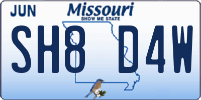 MO license plate SH8D4W