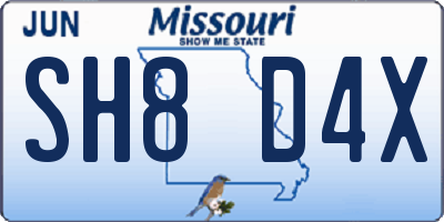 MO license plate SH8D4X