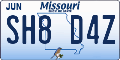 MO license plate SH8D4Z