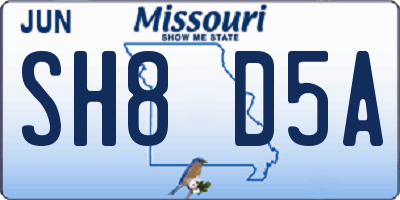 MO license plate SH8D5A