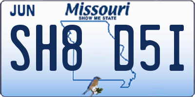 MO license plate SH8D5I