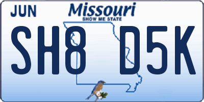 MO license plate SH8D5K