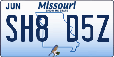 MO license plate SH8D5Z