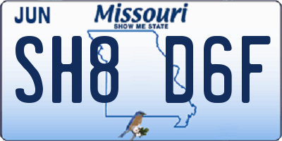 MO license plate SH8D6F