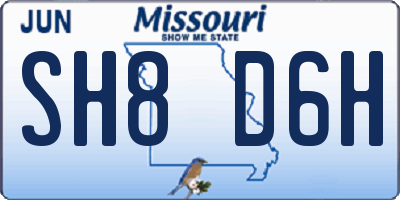 MO license plate SH8D6H