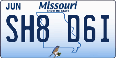 MO license plate SH8D6I