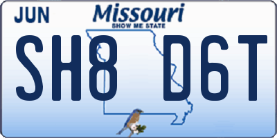 MO license plate SH8D6T