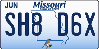 MO license plate SH8D6X
