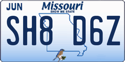 MO license plate SH8D6Z