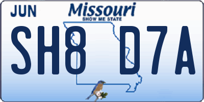 MO license plate SH8D7A