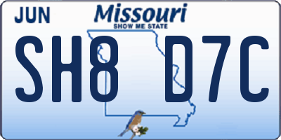 MO license plate SH8D7C