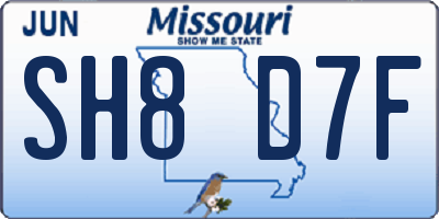 MO license plate SH8D7F