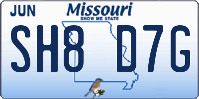 MO license plate SH8D7G