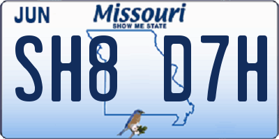 MO license plate SH8D7H