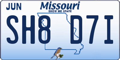 MO license plate SH8D7I