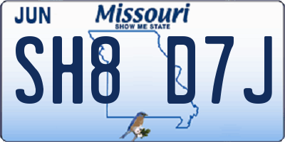 MO license plate SH8D7J