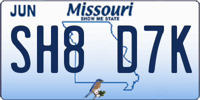 MO license plate SH8D7K