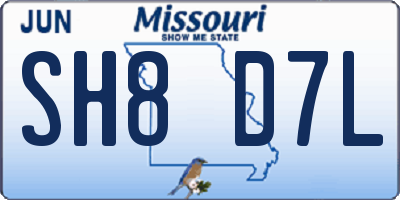 MO license plate SH8D7L