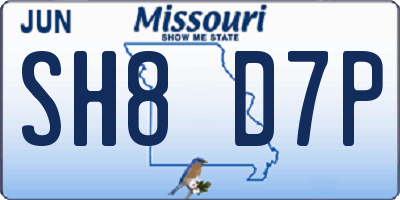 MO license plate SH8D7P