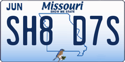 MO license plate SH8D7S