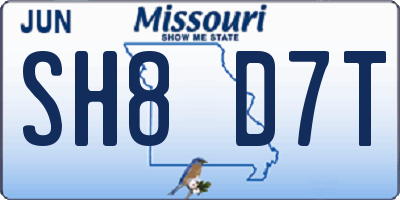 MO license plate SH8D7T