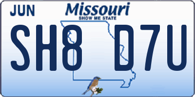 MO license plate SH8D7U