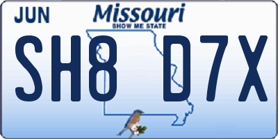 MO license plate SH8D7X