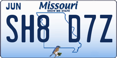 MO license plate SH8D7Z