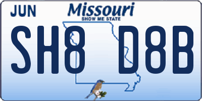 MO license plate SH8D8B