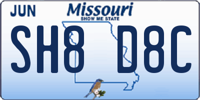MO license plate SH8D8C