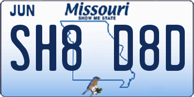 MO license plate SH8D8D