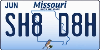 MO license plate SH8D8H