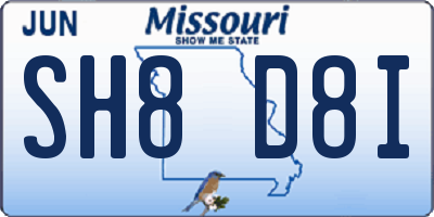 MO license plate SH8D8I