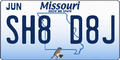 MO license plate SH8D8J